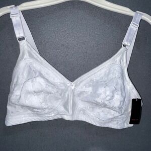 Dynashape Wireless Bra Women 38B White Floral Lace 307 Non-Wired Lingerie New